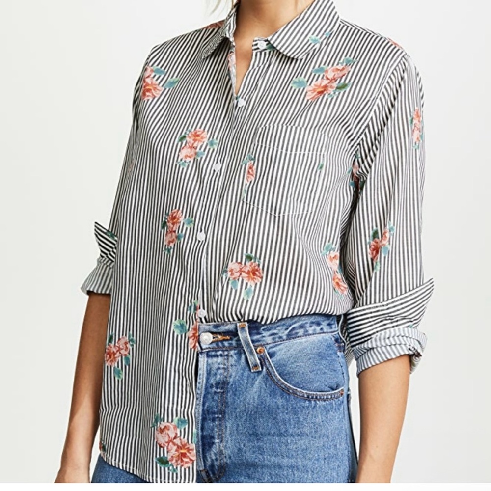 Rails Taylor Shirt Florence Stripe Floral Blouse